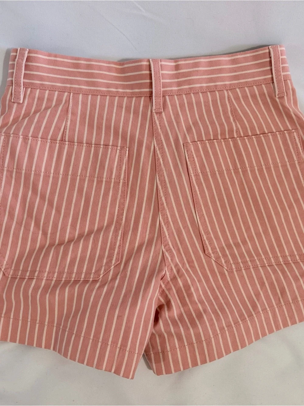 NWT - J. Crew Patch Pocket Chino Short in Coral and White Stripe - Size 23